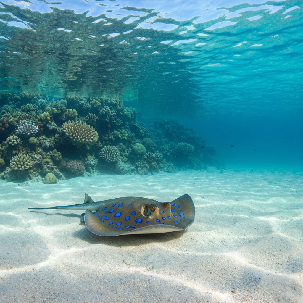 Blue Spotted Stingray diving at Tenggol Island
